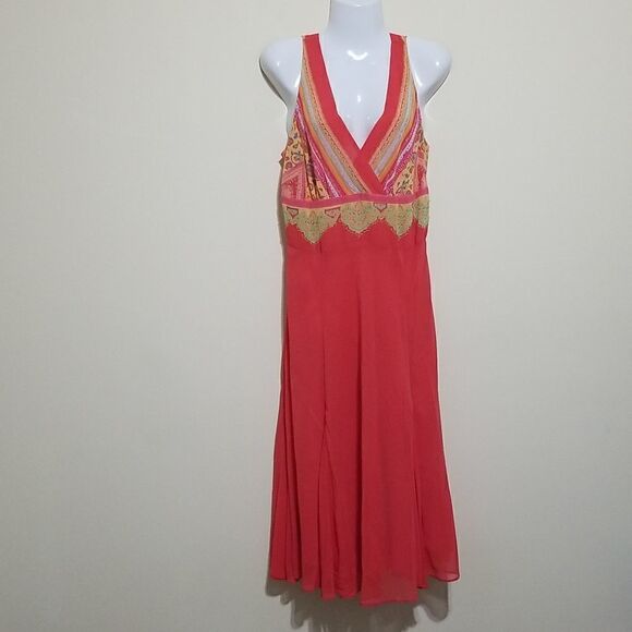 Bandolino Orange Sleeveless Dress Sz 10 - Picture 2 of 9